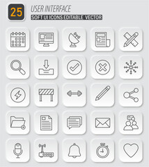 Soft UI Vector Icons: Interface Elements for Modern App and Web Design, Suitable for Web and App Development Projects