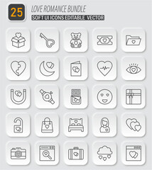 Charming Collection of Love and Romance Icons for Valentine's Day Designs and Special Occasions