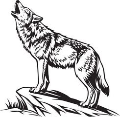 A black & white wolf vector	