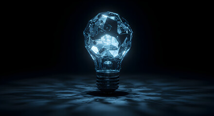 Illuminated digital circuitry lightbulb representing technological advancement and innovation