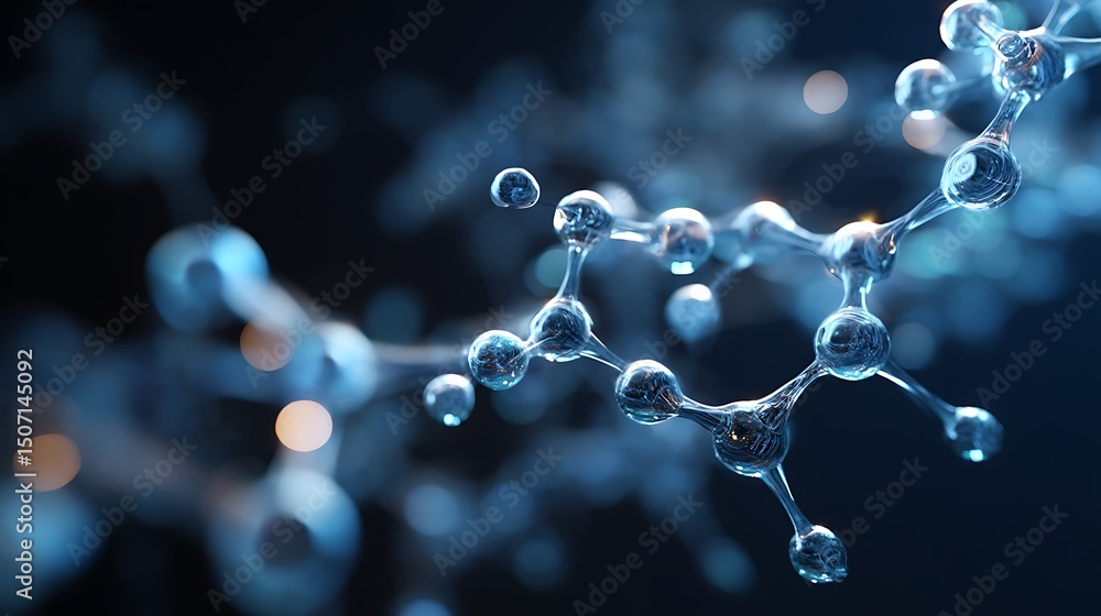 Poster viewing abstract molecular structure with glassy effect