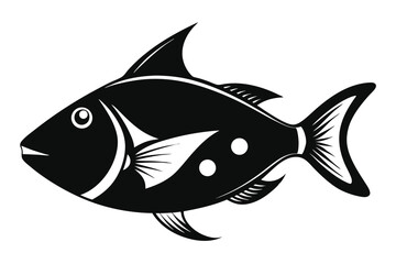 Fototapeta premium Stylized Black and White Illustration of a Fish with Spots and Fins Design