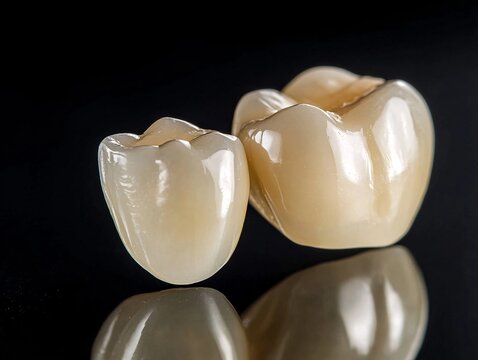 Dental restoration process macro shot of zirconia crowns clinical setting dental photography close-up oral health