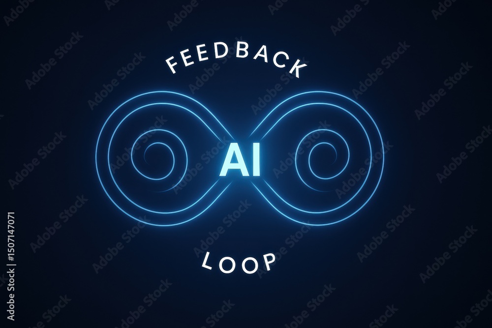 Poster the ai feedback loop represents continuous innovation and strategic decision-making that drives effi