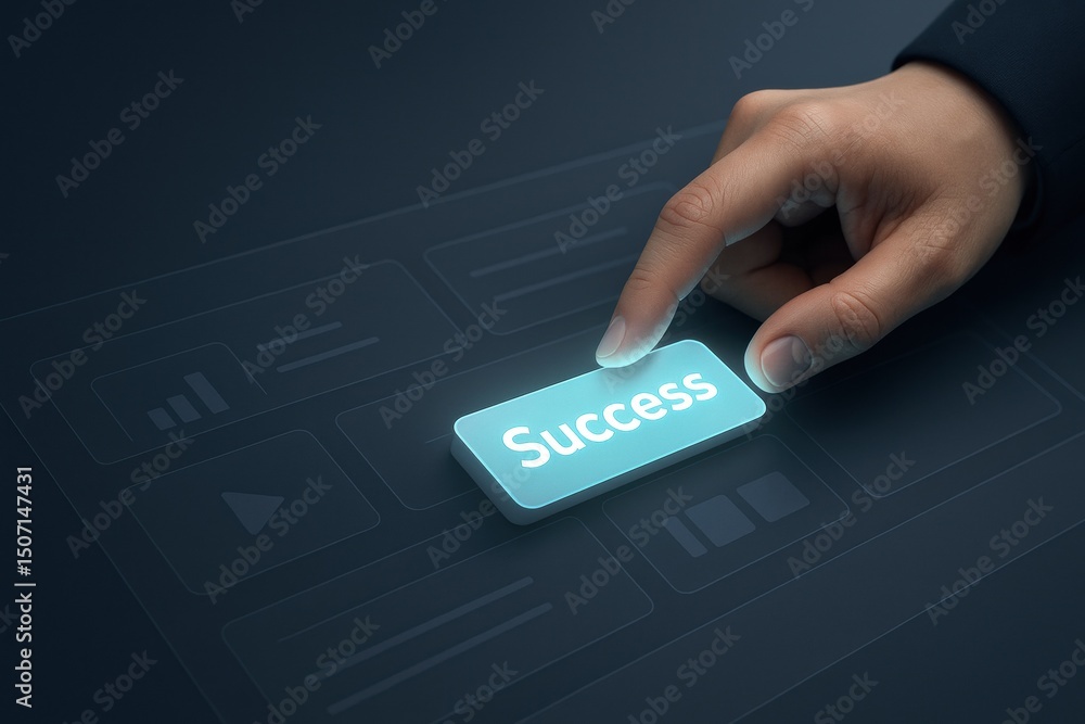 Poster a business strategy is demonstrated through a focused decision to activate success symbolizing growt