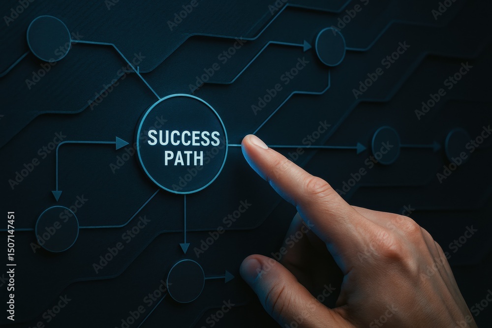 Aufkleber a selects a key node on a digital interface representing the strategy and decision-making process th