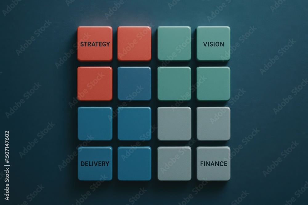 Aufkleber this overhead view color-coded cube modules represents key business pillars emphasizing strategy vis