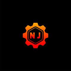 NJ Initials Tech Logo Vector Art  Icons  and Graphics