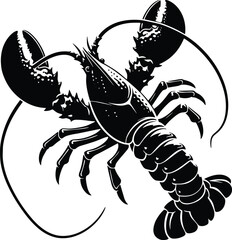 Lobster vector silhouette illustration isolated on a white background