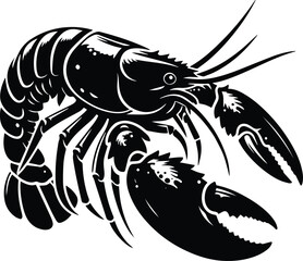 Lobster vector silhouette illustration isolated on a white background