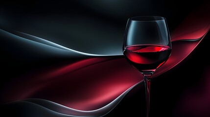 Captivating Crimson A Refined Glass of Rich Deep Red Wine Against an Alluring Abstract Backdrop