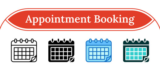 Appointment Booking - Multi Style Outline, Glyph Silhouette, Blue, Dual Tone Icon - Calendar with page corner turned, representing scheduling, meetings, or customer appointment setup