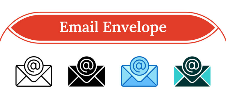 Email Envelope - Multi Style Outline, Glyph Silhouette, Blue, Dual Tone Icon - Envelope with mail symbol, representing email identity or address