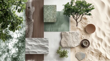 moodboard of interior design, Scandinavian, Japandi styles