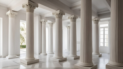 Fototapeta premium An Elegant Exhibition of Ancient Greek Architecture: The Flawlessly Fluted Ionic Column