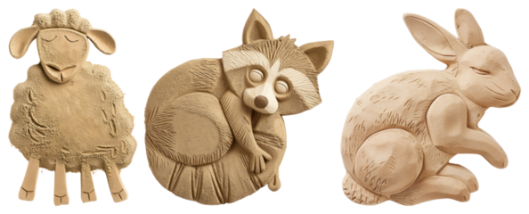 PNG Wooden animal wall decor, element set on transparent background