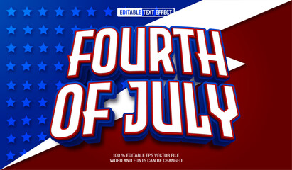 Editable 3d text style effect - Fourth Of July text effect Template