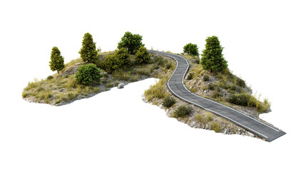 Empty asphalt road isolated on white background