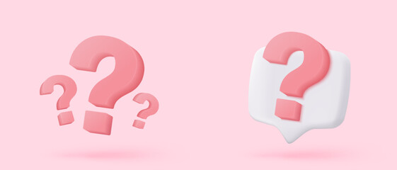3d question answer sign or problem icon. speak bubbles question mark sign or ask FAQ and QA answer solution information. 3d answer speech bubbles icon vector render illustration