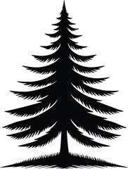 Obraz premium Pine tree vector silhouette illustration isolated on a white background