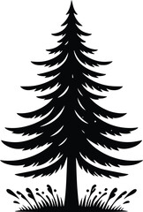 Obraz premium Pine tree vector silhouette illustration isolated on a white background