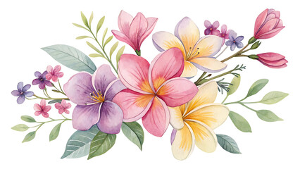 Watercolor bouquet of exotic flowers, a symphony of tropical floral beauty Transparent PNG