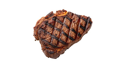 Close-Up of a Grilled Steak With Char Marks isolated on transparent background  