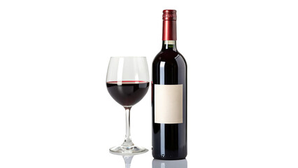 vibrant natural Red Wine Bottle with Glass isolated on transparent background  