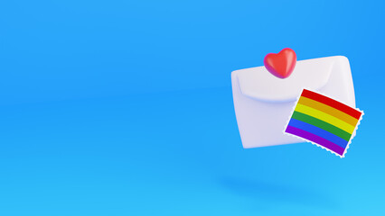 Gay pride concept. LGBT rainbow flag. 3d render.