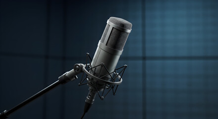 Fototapeta premium Professional Studio Microphone: Close-Up of Condenser Mic on Stand