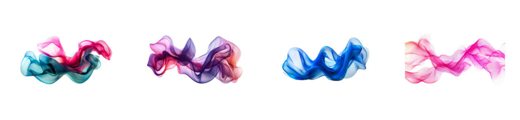 Abstract multicolored wavy forms isolated, cut out transparent
