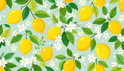 Citrus Fruit Pattern With Floral Design