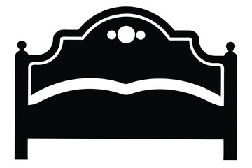 Black Headboard Silhouette with Decorative Details and Ball Finials for Bedroom Design
