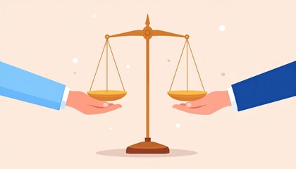 Business Hands Holding Balanced Scale Illustration