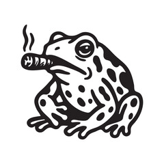 vector illustration of a cartoon frog smoking