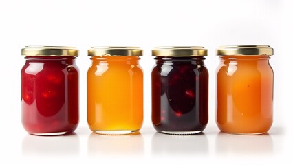 Four Jars With Different Fruit Jam