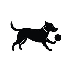 Dog Chasing Ball Vector Silhouette