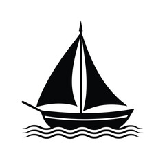 Sailboat on Water Vector Silhouette