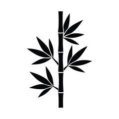 Obraz premium Bamboo Stalk Leaves Elegant Vector Silhouette
