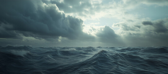 Fototapeta premium Isolated ocean view with rising storm