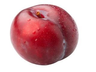 Obraz premium Close-up of a Fresh Red Plum Isolated on transparent background, Isolated Png file, Cut-out, Isolate Png, No Background, Isolated object