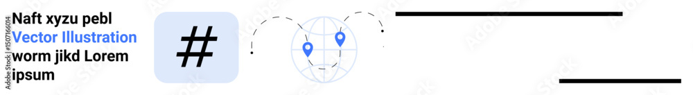 Poster metadata tag paired with world map featuring location markers connected by dotted lines. ideal for s