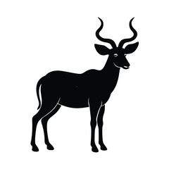 Kudu in Savanna Vector Silhouette