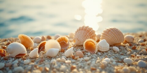 Fototapeta premium Amalfi Coast Seashells - Abstract Watercolor Art