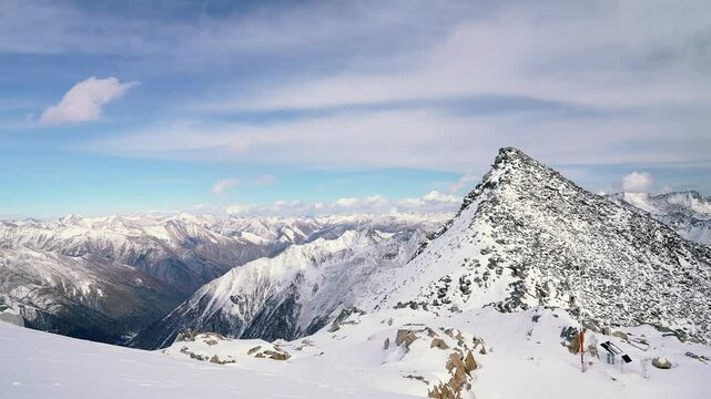 Beautiful nature landscape on peak of snow mountains and blue - Dagu Glacier, The park offers panoramic views of snow-capped mountains, pristine lakes in China, famous spot traveller on winter season 