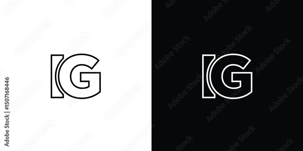 Poster letter i and g, ig logo design template. minimal monogram initial based logotype.