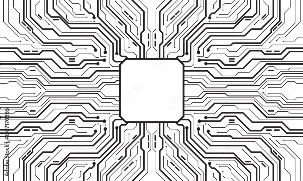 Poster abstract black circuit board technology connected lines electronics elements computer motherboard ch