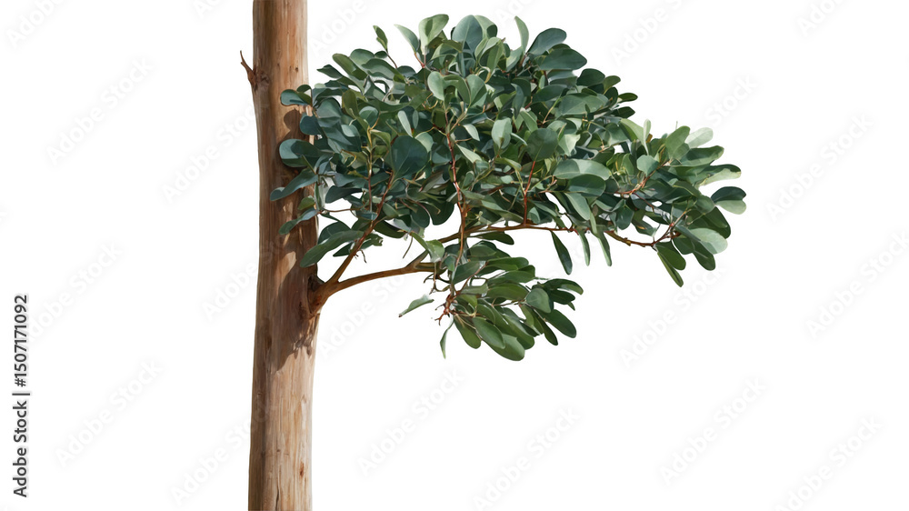Poster a light-filled image of a tree branch with delicate leaves against a neutral backdrop.