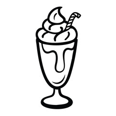 Minimal Ice Cream Sundae Vector Icon.