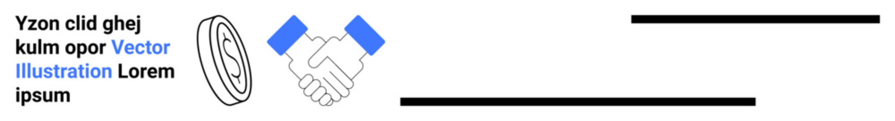 Fototapeta premium Handshake with blue accents and placeholder text, paired with simple shapes symbolizing communication. Ideal for collaboration, trust, business, partnership, communication, networking, simple landing